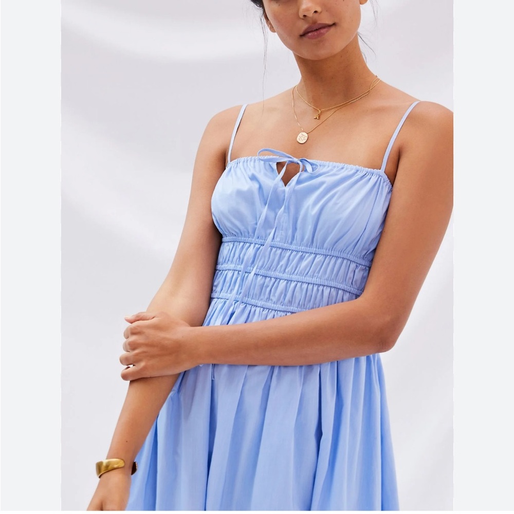 Sunday in Brooklyn Light Blue Smocked Midi Dress - Picture 4 of 6